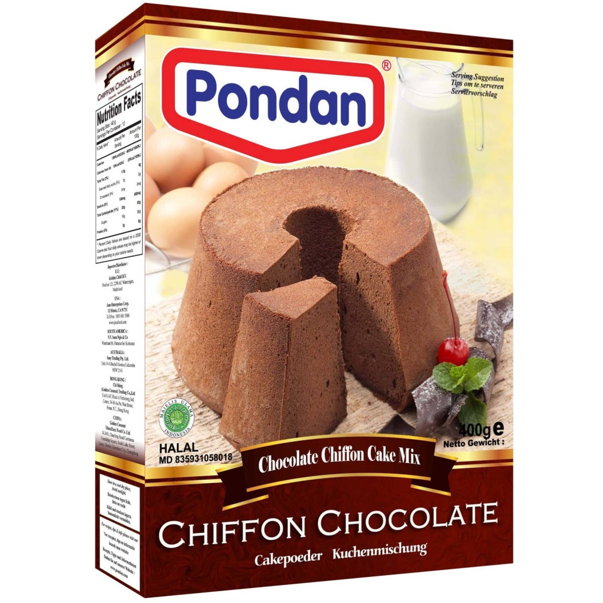 Pondan Chiffon Cake Chocolate 400g