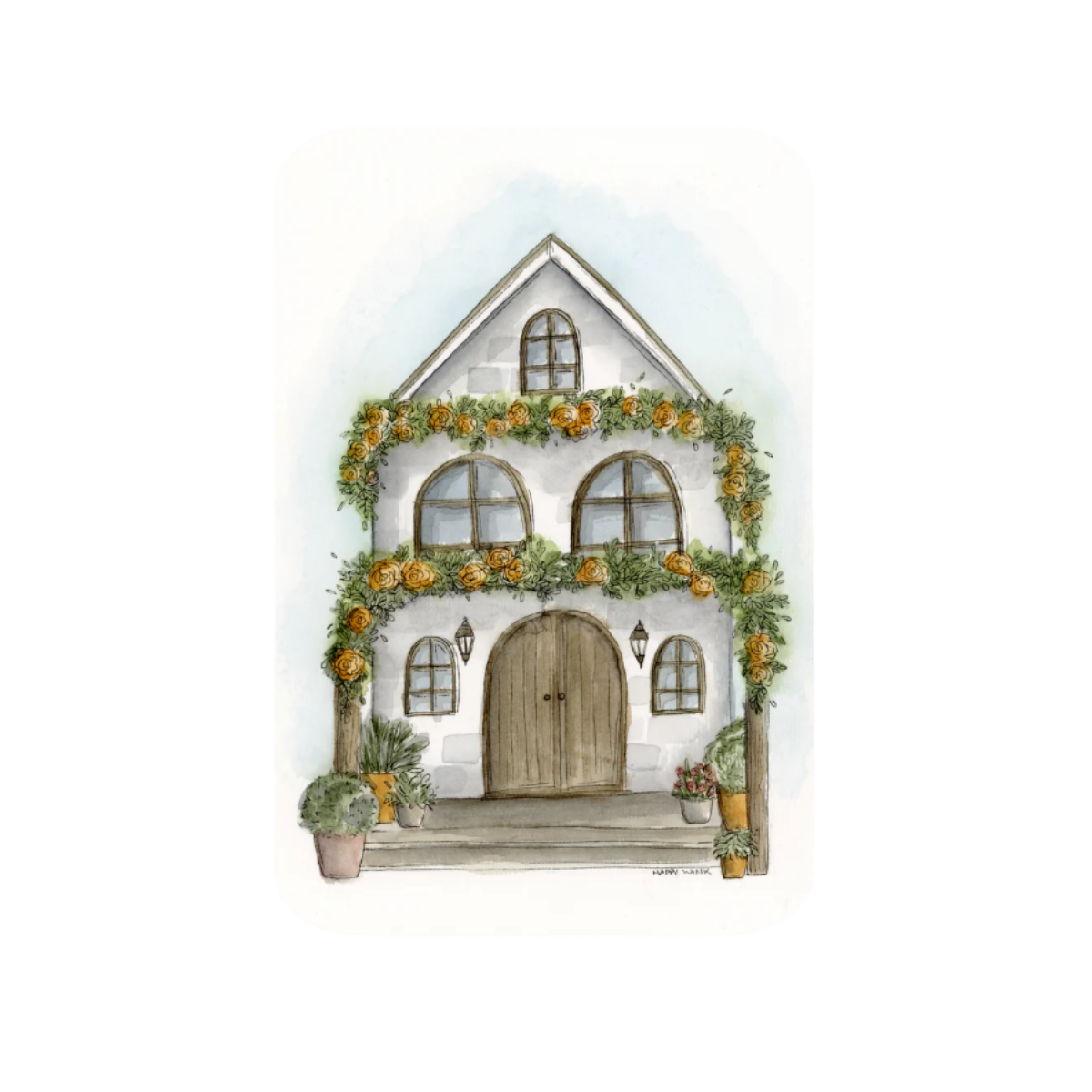 Kaart Huisje met gele bloemen