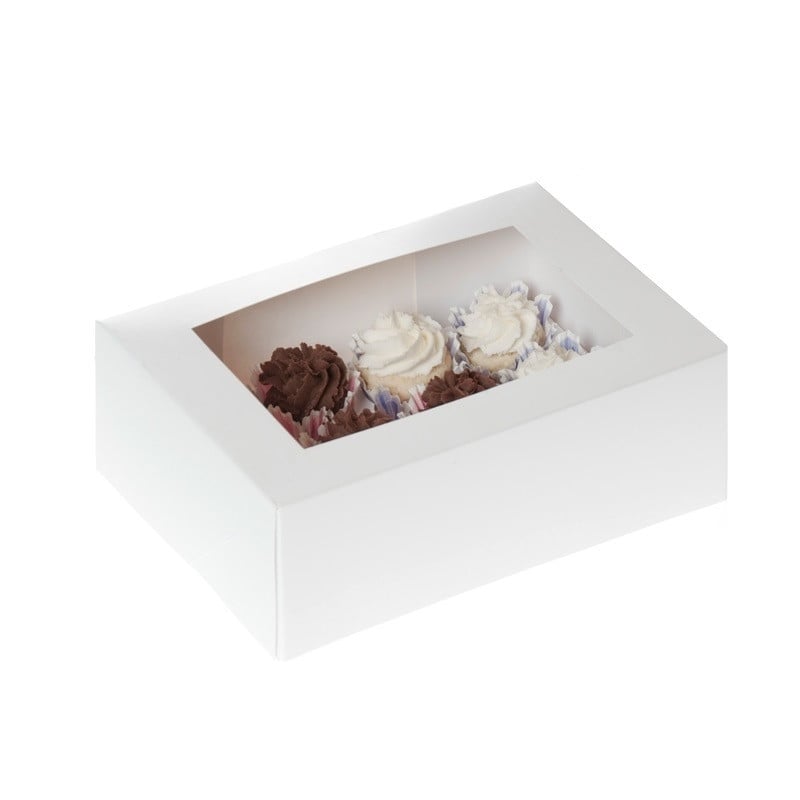 Cupcake Doosje 12x mini Wit/per 2 stuks