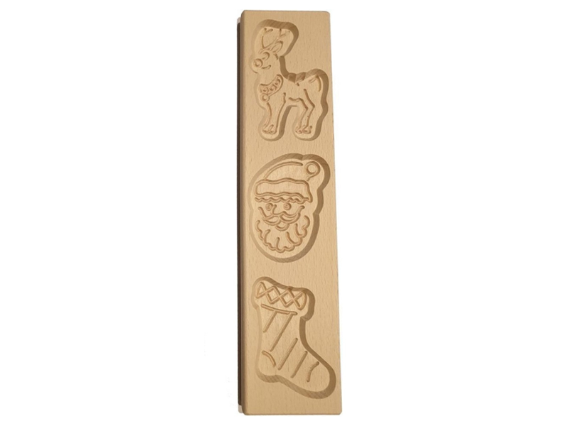 Speculaasplank Kerst (Rendier/Kerstman/Sok) (3x) 9x8cm**