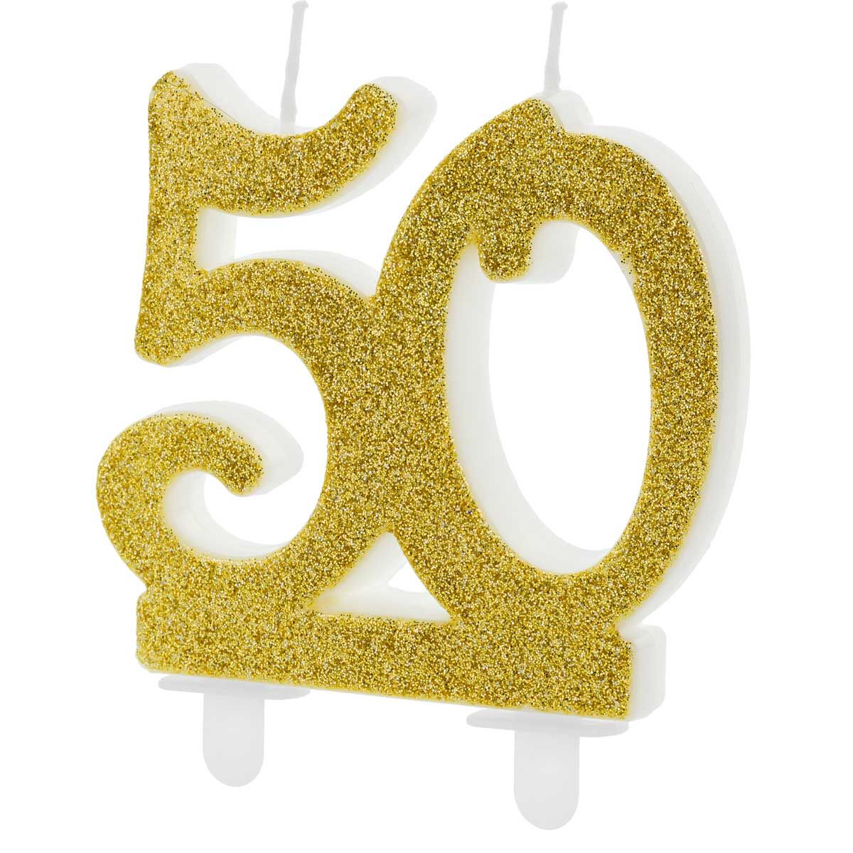 Taartkaars Cijfer 50 Goud**