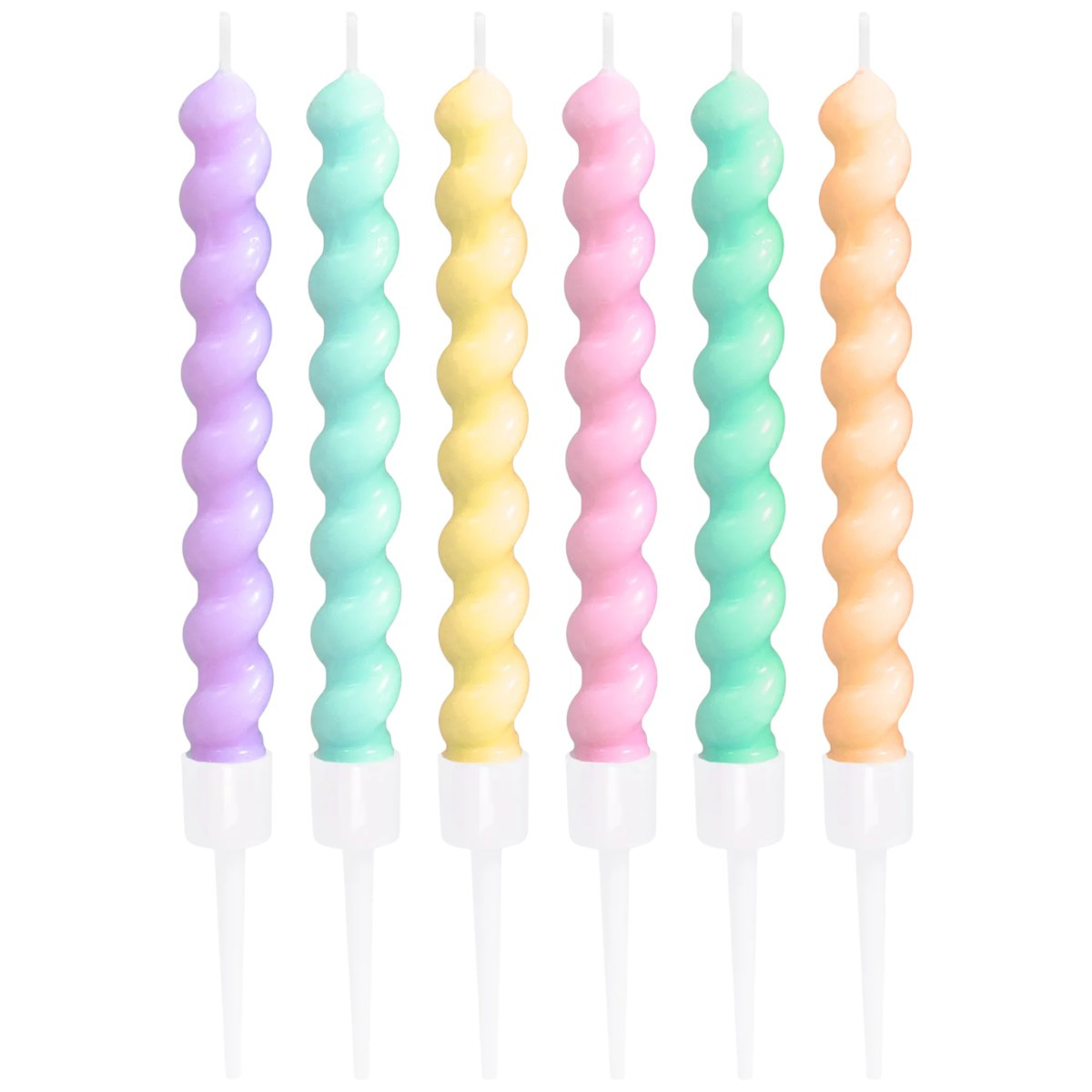 Taartkaarsjes Spiraal Gekleurd Set/6