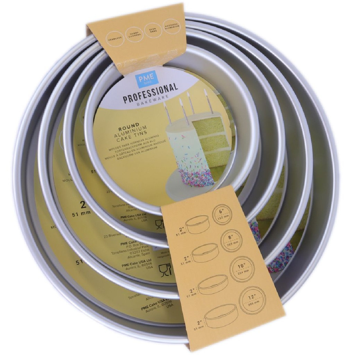  Taartpan PME SET/4 5cm hoog (15/20/25/30cm) - Afbeelding 2