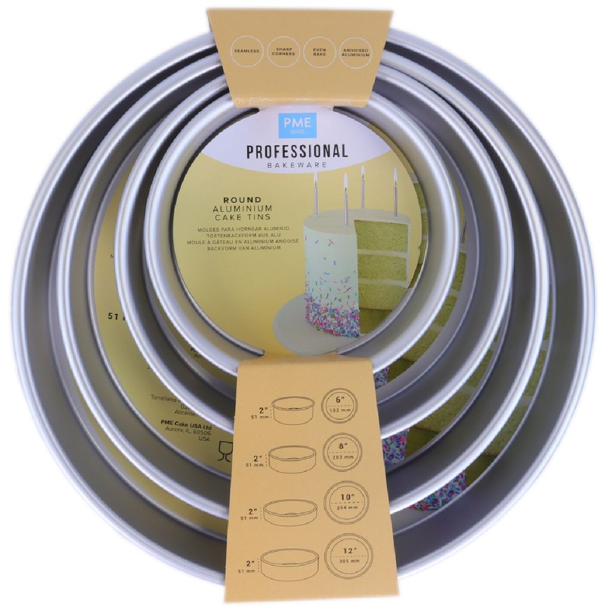  Taartpan PME SET/4 5cm hoog (15/20/25/30cm)