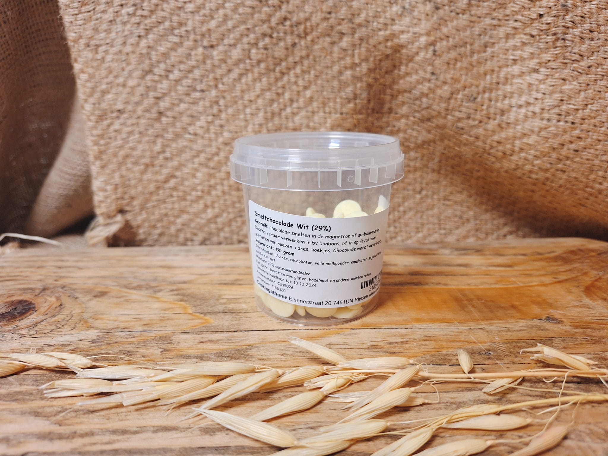 Smeltchocolade Wit voor garnering 50 gram