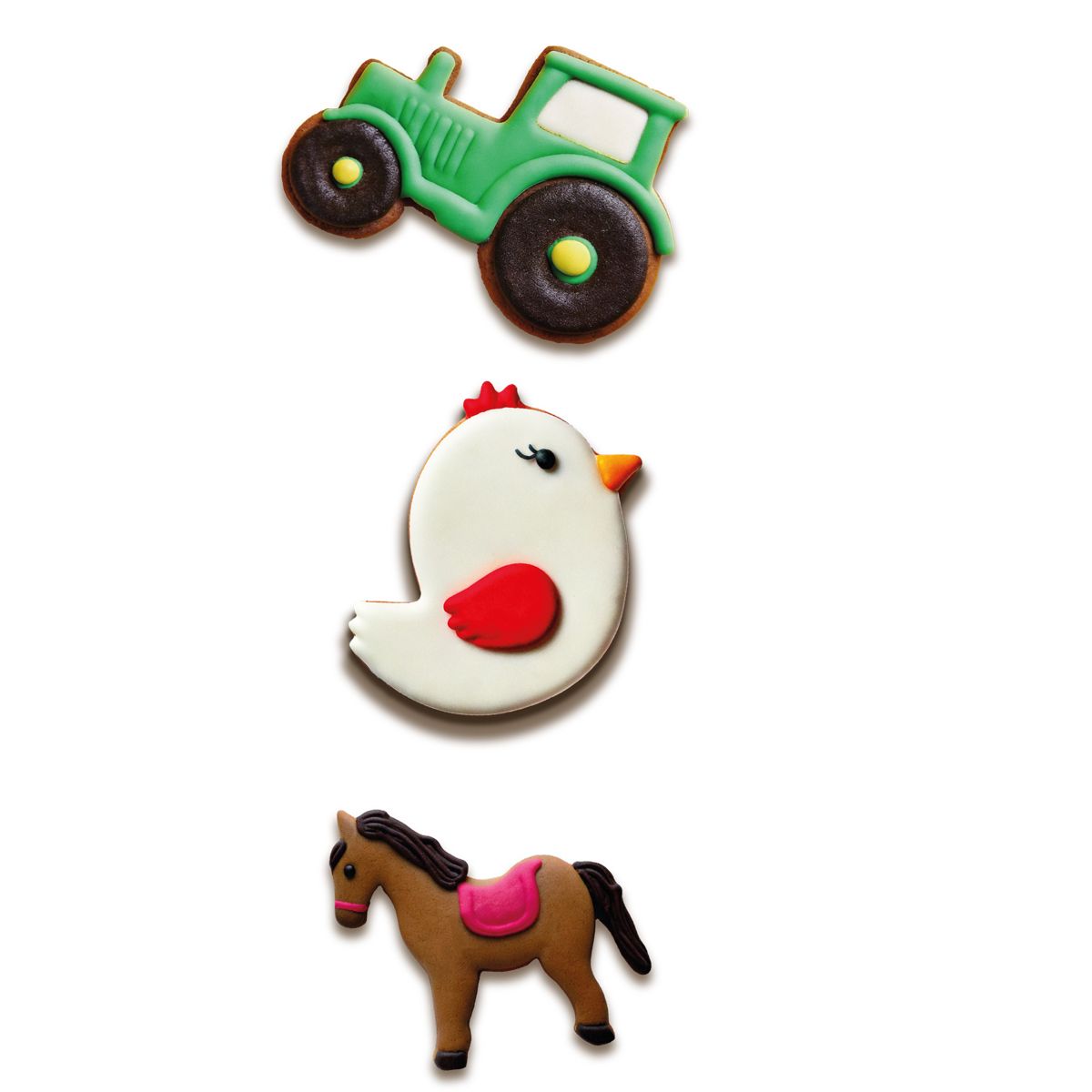 Wilton Koekjesuitsteker Traktor - Kuiken - Paard set/3 - Afbeelding 1