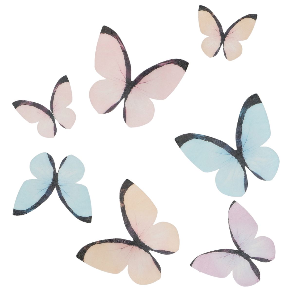 Wilton Eetbare Papieren Decoraties Vlinders Pastel set/8 - Afbeelding 1