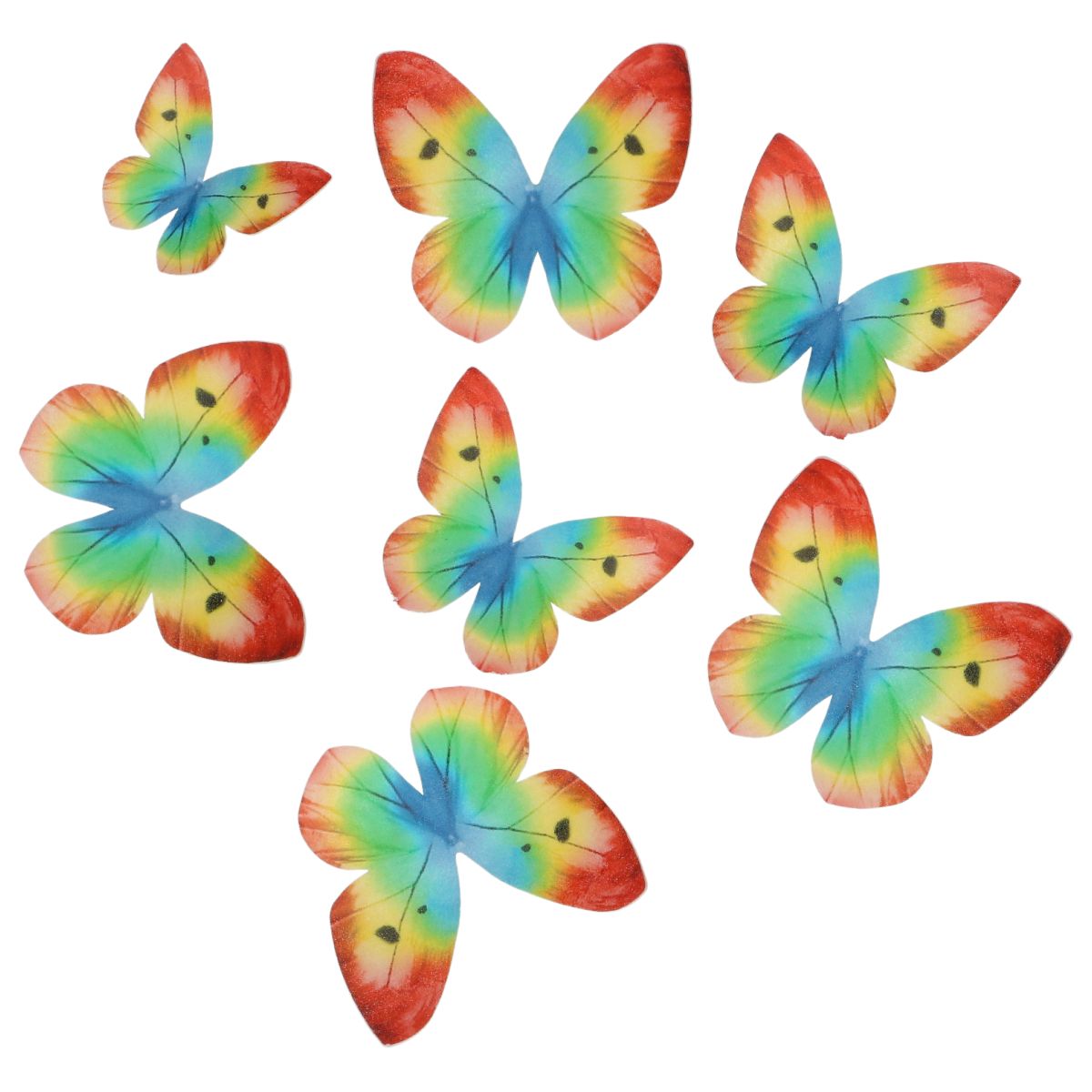 Wilton Eetbare Papieren Decoraties Vlinders Regenboog set/8 - Afbeelding 1