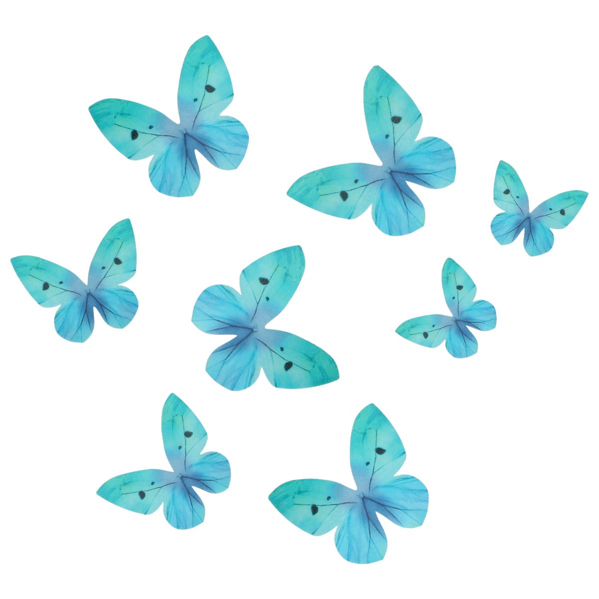 Wilton Eetbare Papieren Decoraties Vlinders Ombre Blauw set/8 - Afbeelding 1