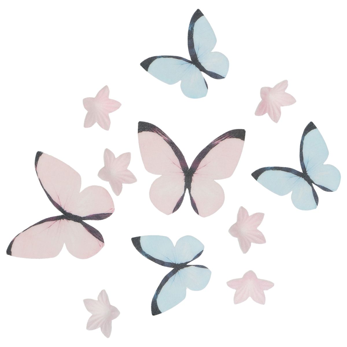 Wilton Eetbare Papieren Decoraties Bloemen & Vlinders Pastel Roze set/30 - Afbeelding 1