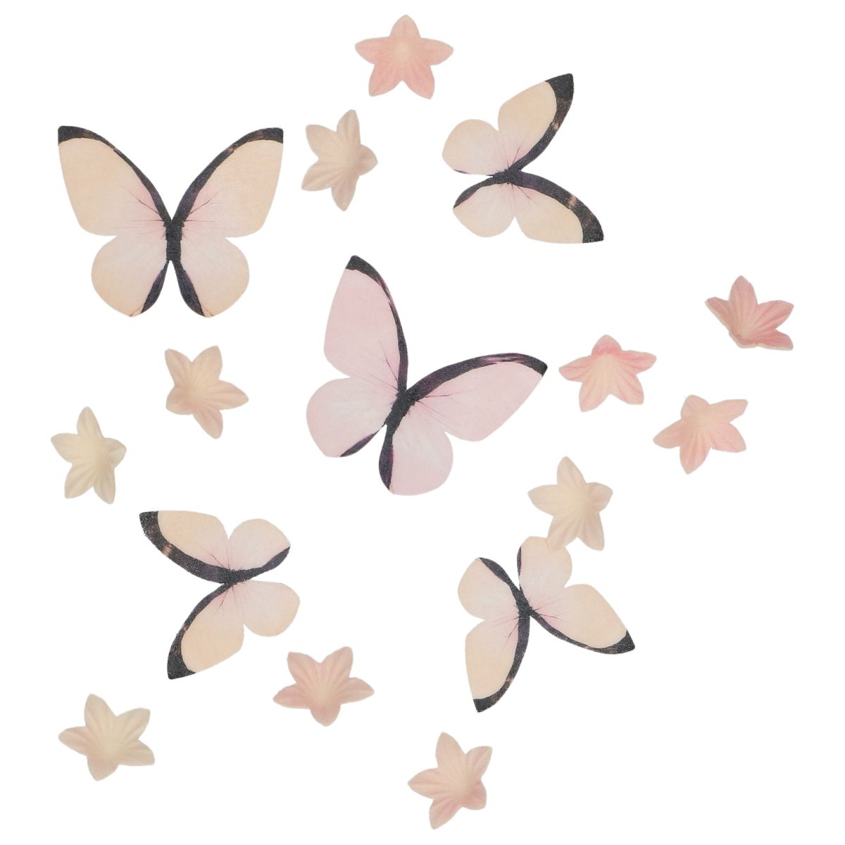 Wilton Eetbare Papieren Decoraties Bloemen & Vlinders Ombre Roze set/30 - Afbeelding 1