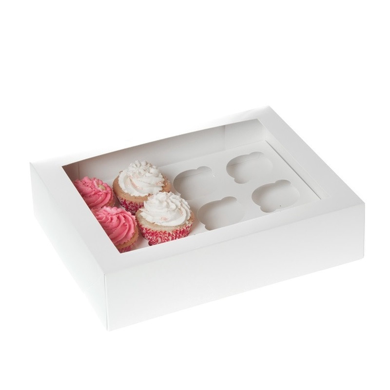 Cupcake Doosje 12x Groot Wit per stuk (HOM)