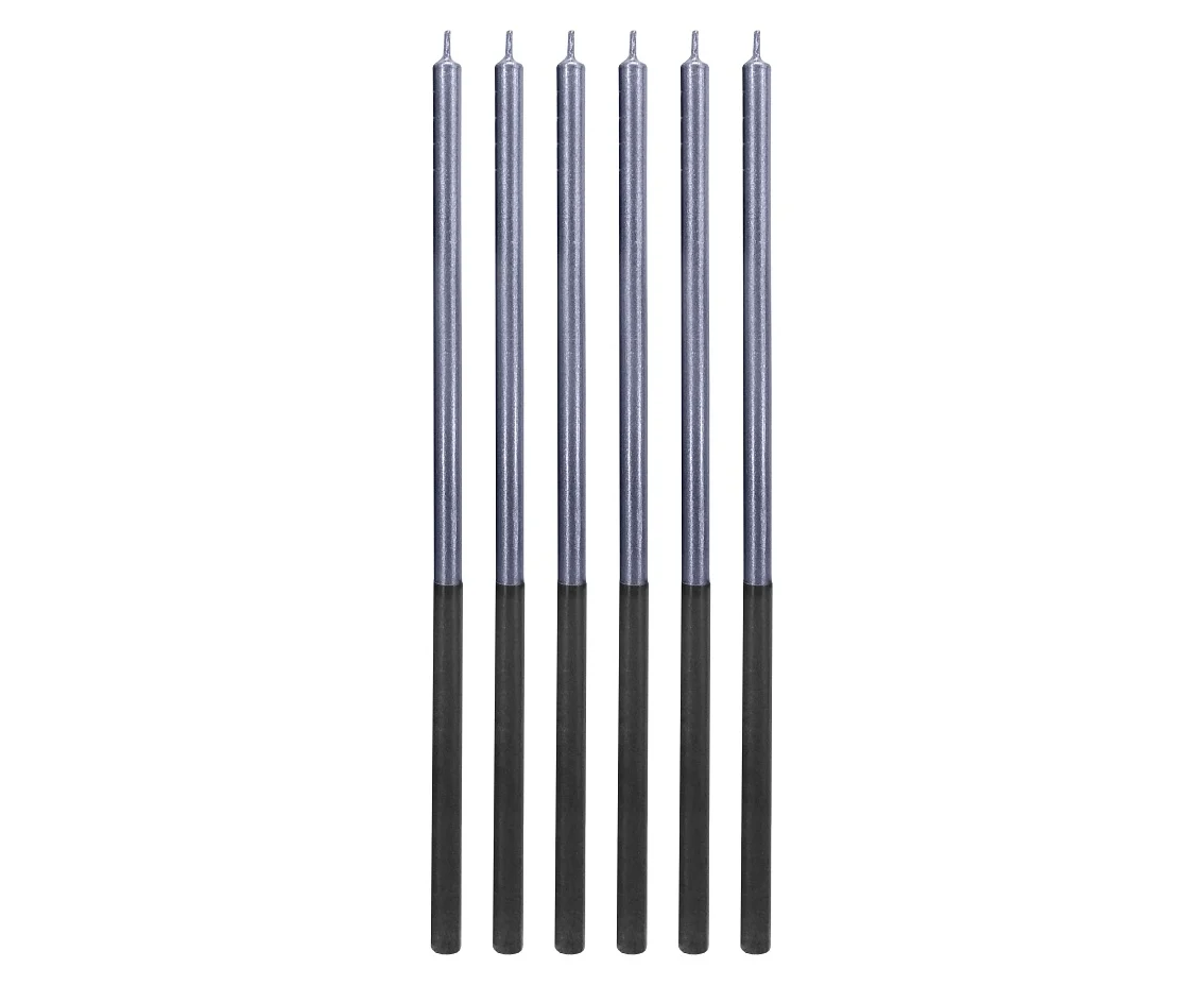 Taartkaarsen Platinum blauw/zwart 6st