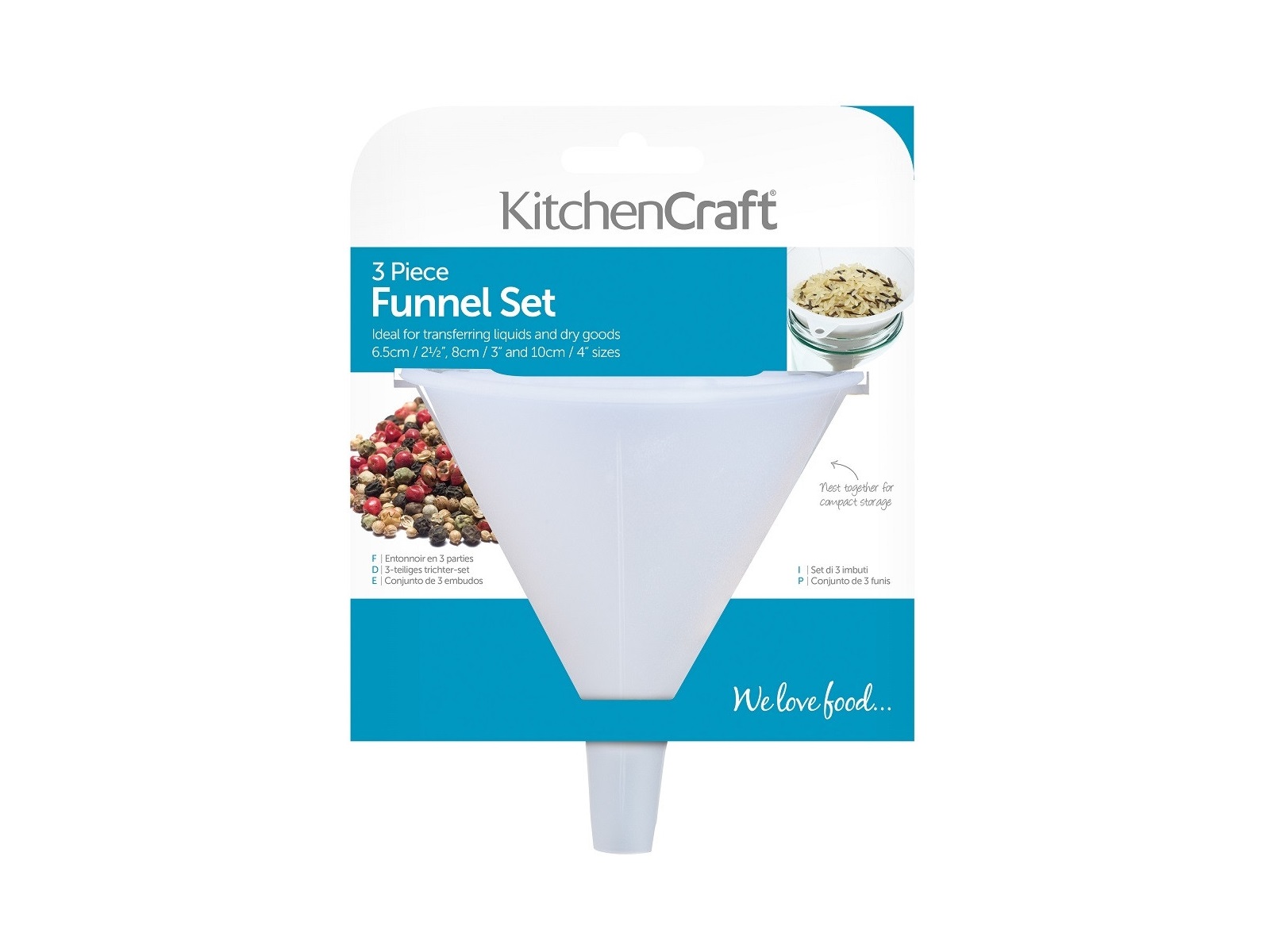 Kitchen Craft Trechters 6,5-8-10cm Set/3** - Afbeelding 2