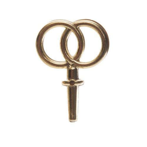 Taartdecoratie Dubbele Ringen Prikker Goud Plastic 3cm 100st