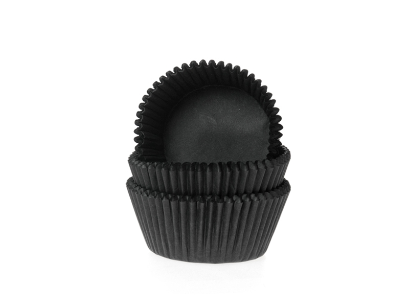Cupcake cups Mini effen Zwart - 35x23 mm