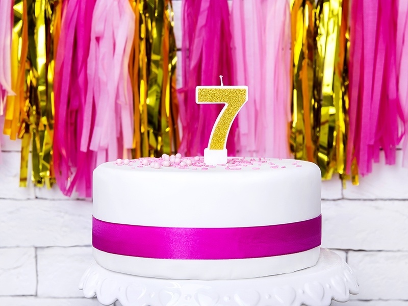 Taartkaars Cijfer 7 goud** - Afbeelding 2