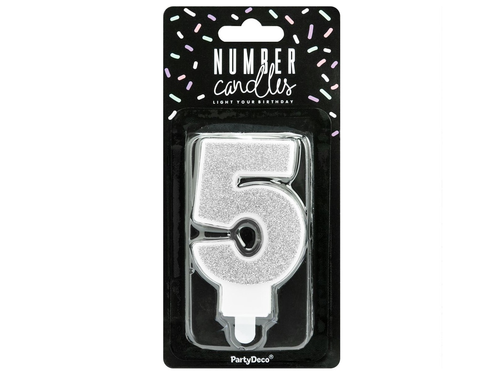 Taartkaars Cijfer 5 zilver**