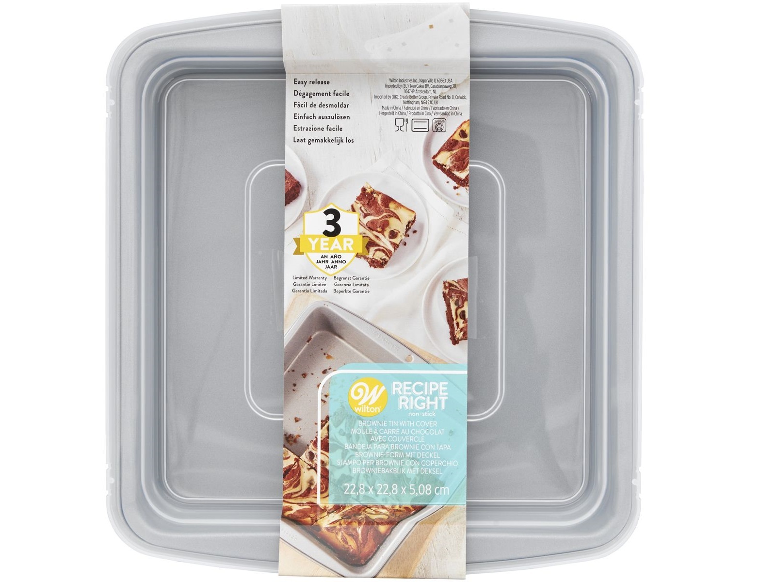 Wilton Brownie Bakvorm Vierkant met Deksel 22,5x22,5cm
