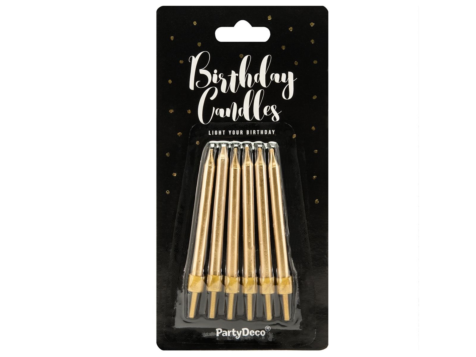 PartyDeco verjaardag kaarsen GOUD 6CM pk/6