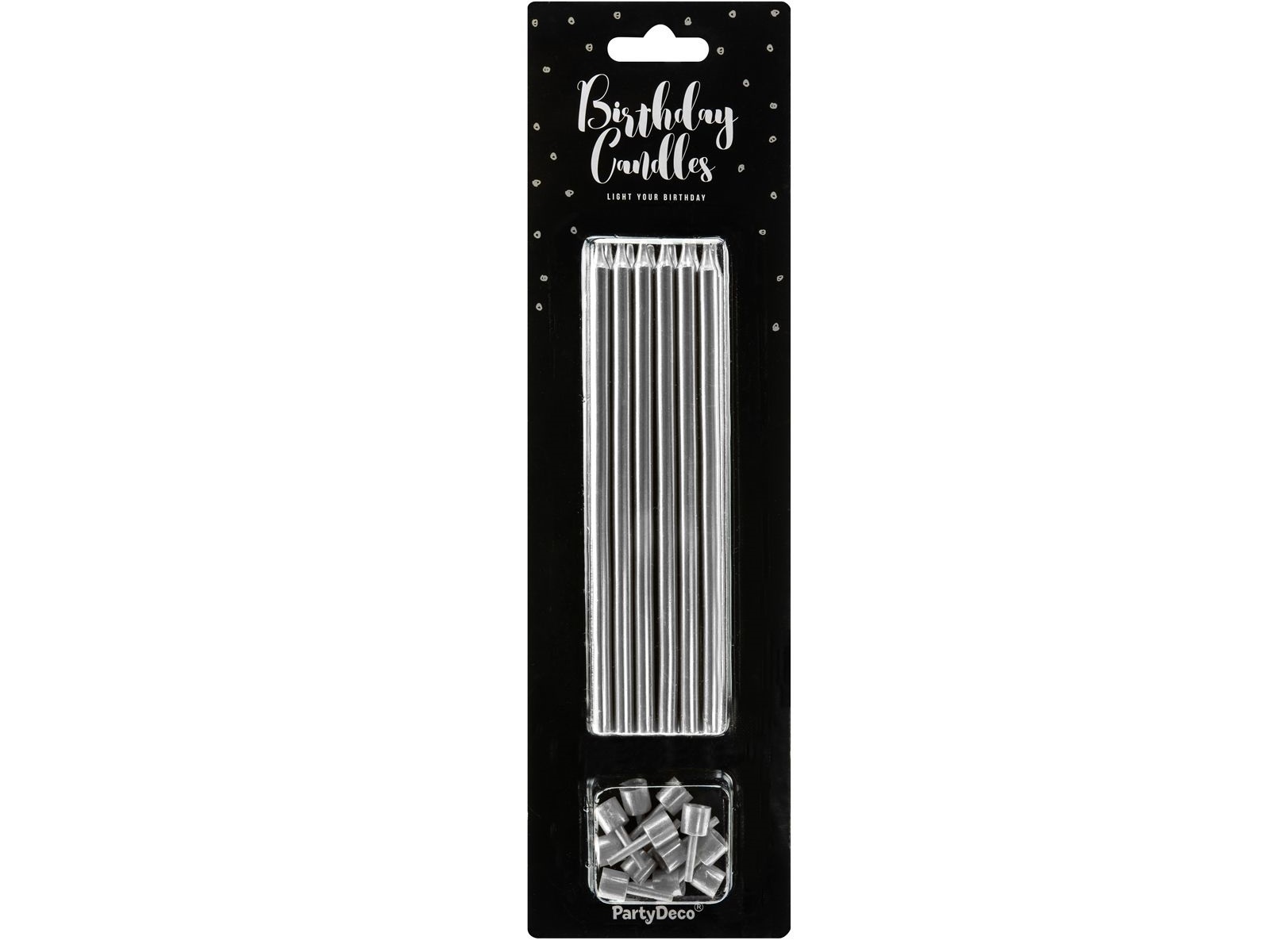 PartyDeco Verjaardag Kaarsen Zilver 12.5cm pk/12