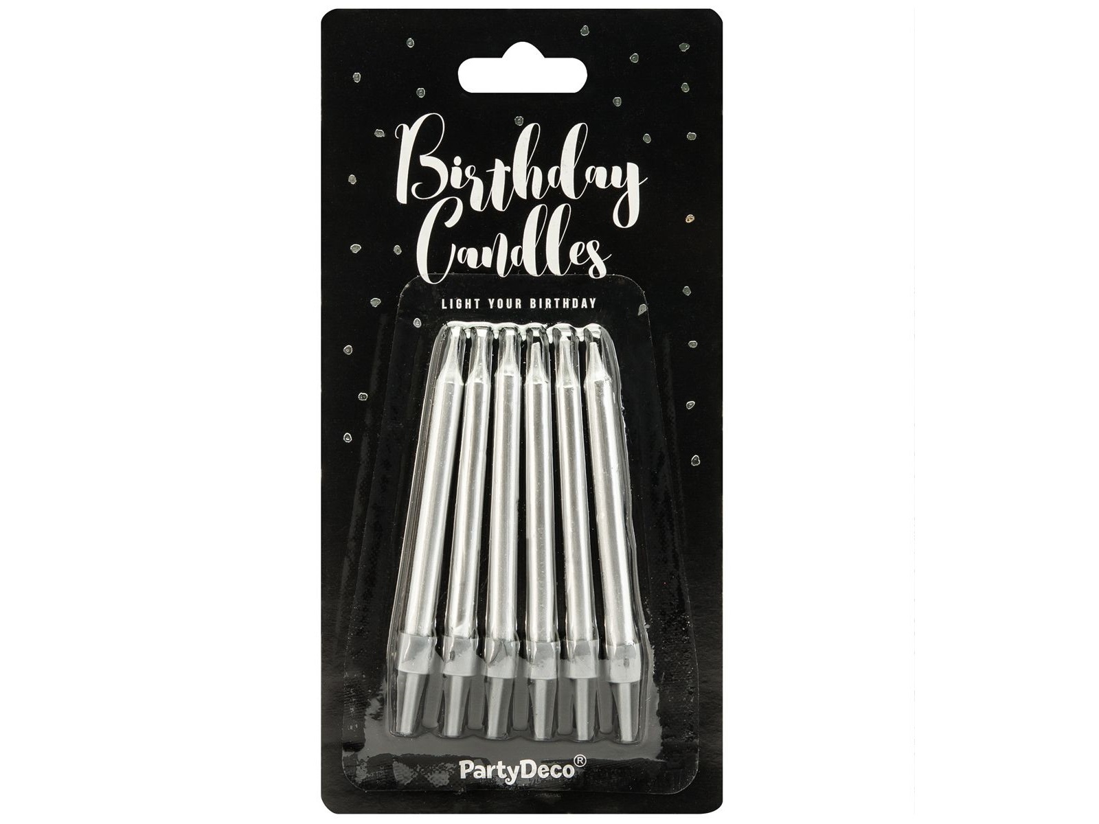 PartyDeco verjaardag kaarsen ZILVER 6CM pk/6