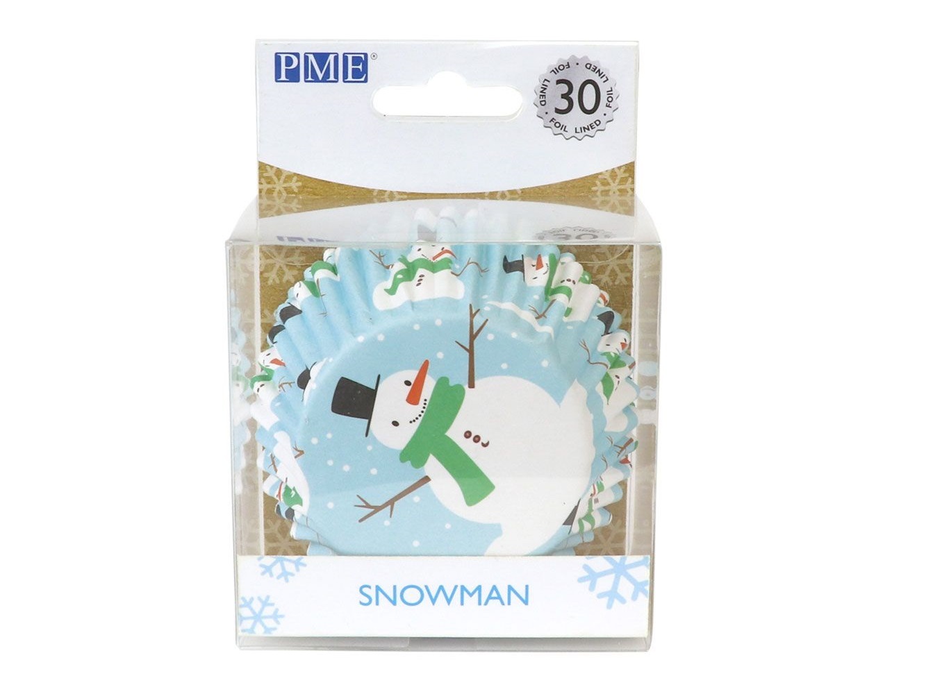 BC803_0_63e5d2a27ce8db5277eb9b374e64bdbf PME Foil Baking Cups Christmas Snowman pk/30