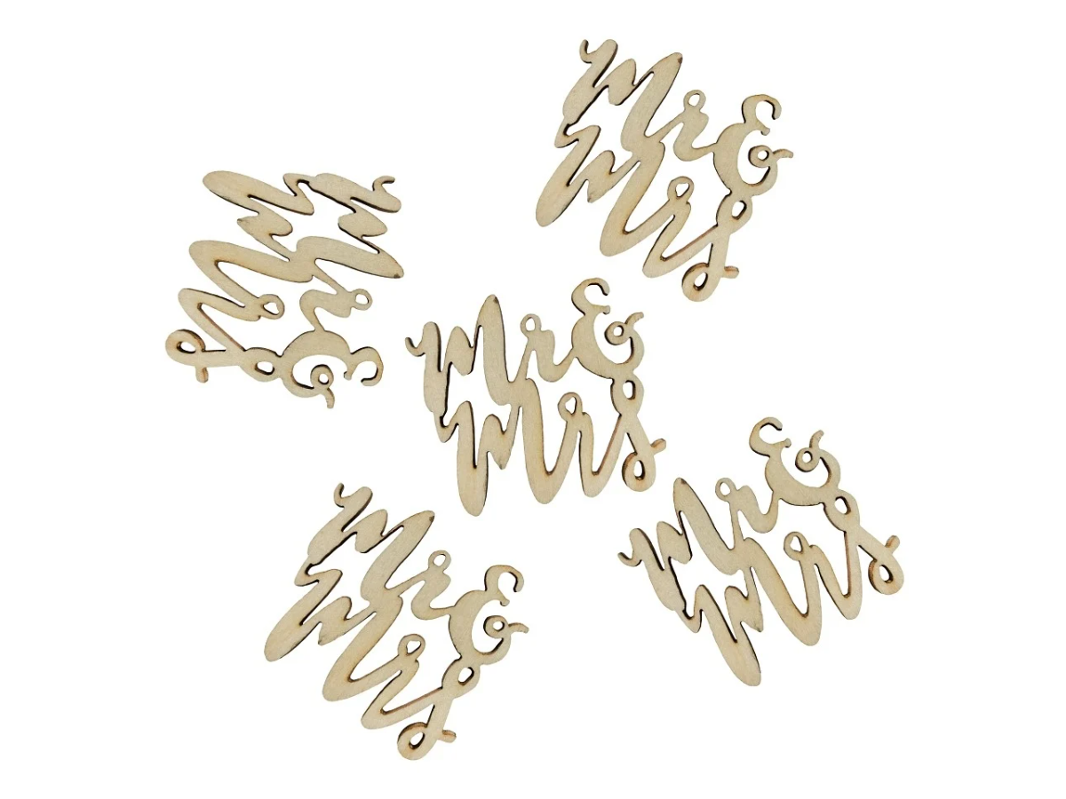 Houten confetti Mr&Mrs - 18st.