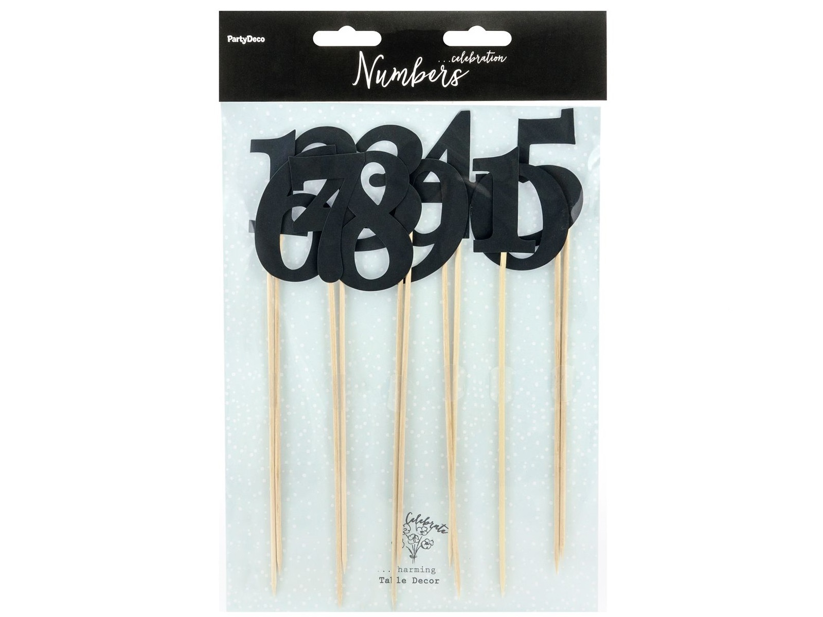 PartyDeco Cake Toppers Tafelnummers - Zwart Set/11