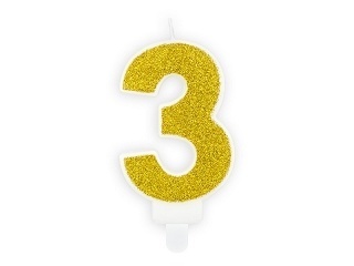 Taartkaars Cijfer 3 Goud**