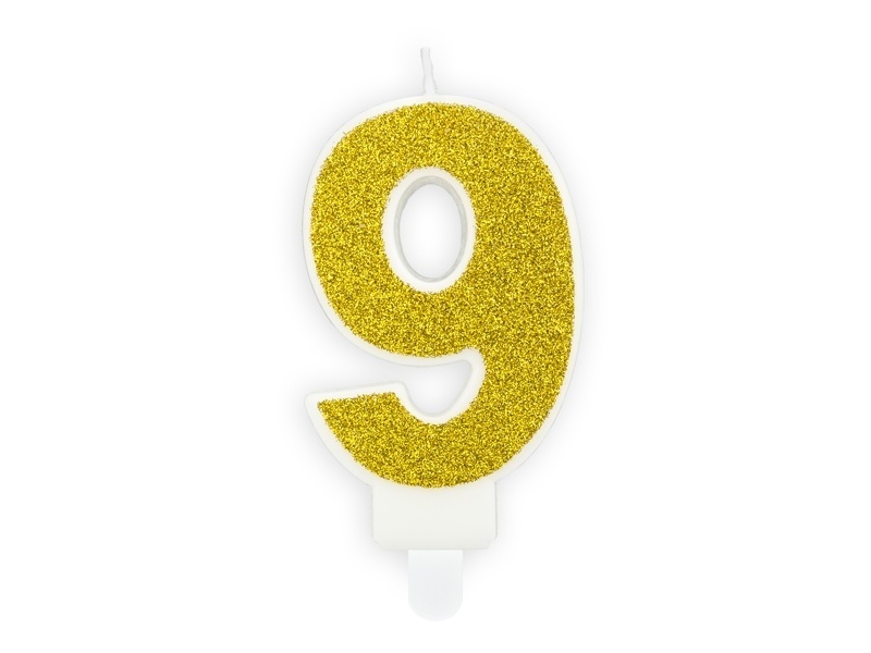 Taartkaars Cijfer 9 goud**