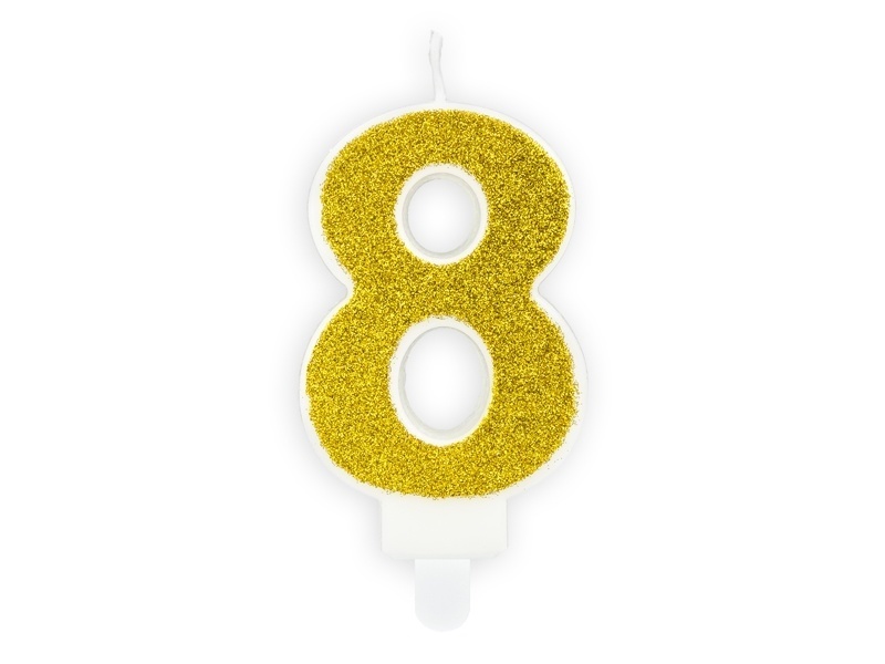 Taartkaars Cijfer 8 goud**