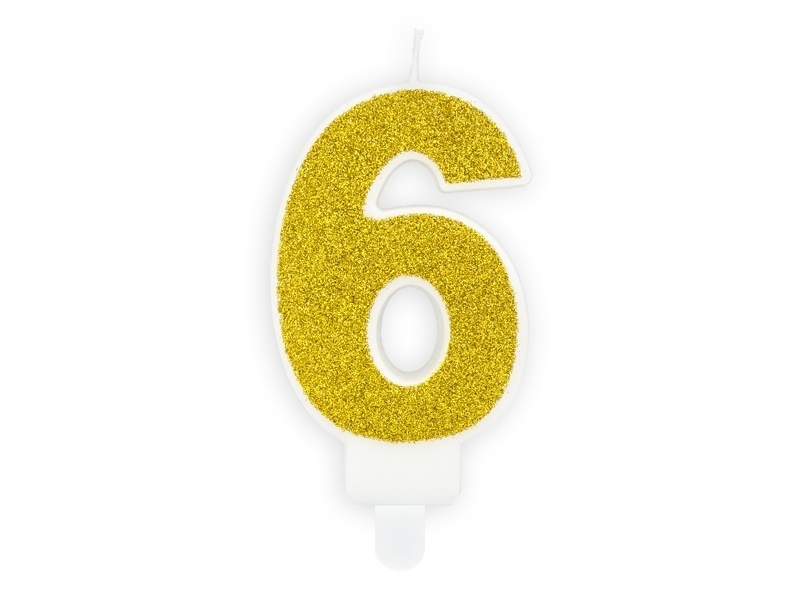 Taartkaars Cijfer 6 Goud**