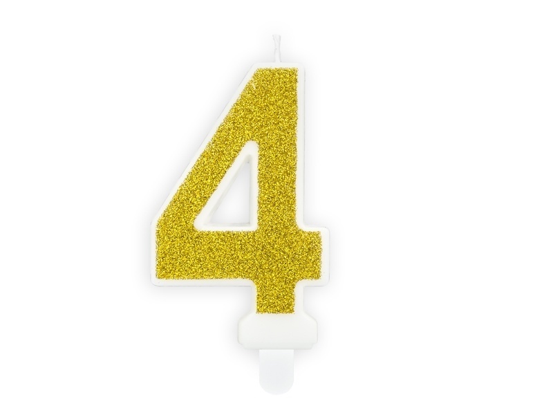 Taartkaars Cijfer 4 goud**