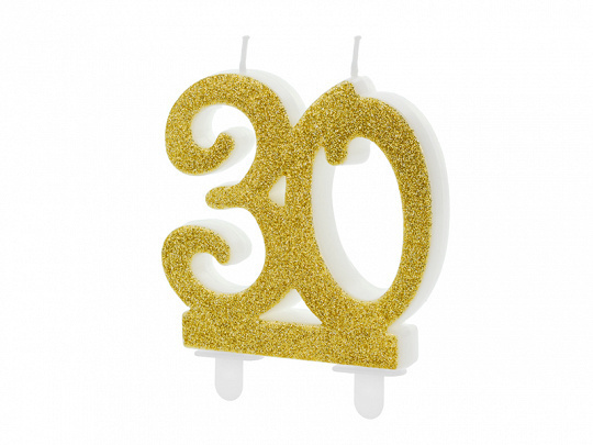 Taartkaars Cijfer 30 Goud