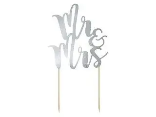 Cake Topper Mr&Mrs - Zilver**