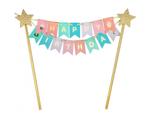 Taarttopper Happy Birthday Pastel