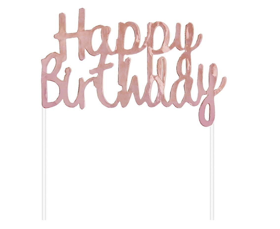 Taarttopper Happy Birthday Rose Goud