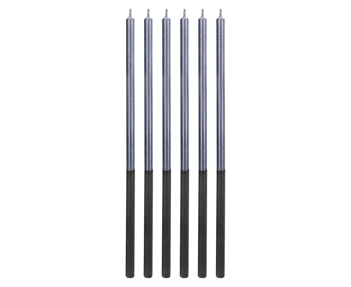 Taartkaarsen Platinum blauw/zwart 6st