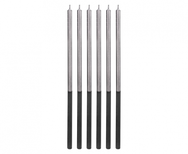 Taartkaarsen Platinum Zilver/zwart 6st
