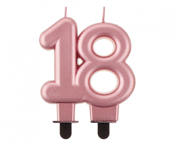 Taartkaars Rose Goud - Cijfer 18**