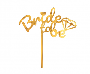 Taarttopper Bride to be Acryl - Goud