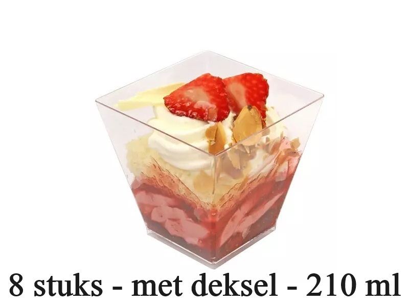 Lepelbakje met deksel Vierkant 210 ml (8x)