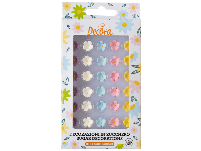 Decora Suikerdecoratie gekleurde bloemen - 30 stuks