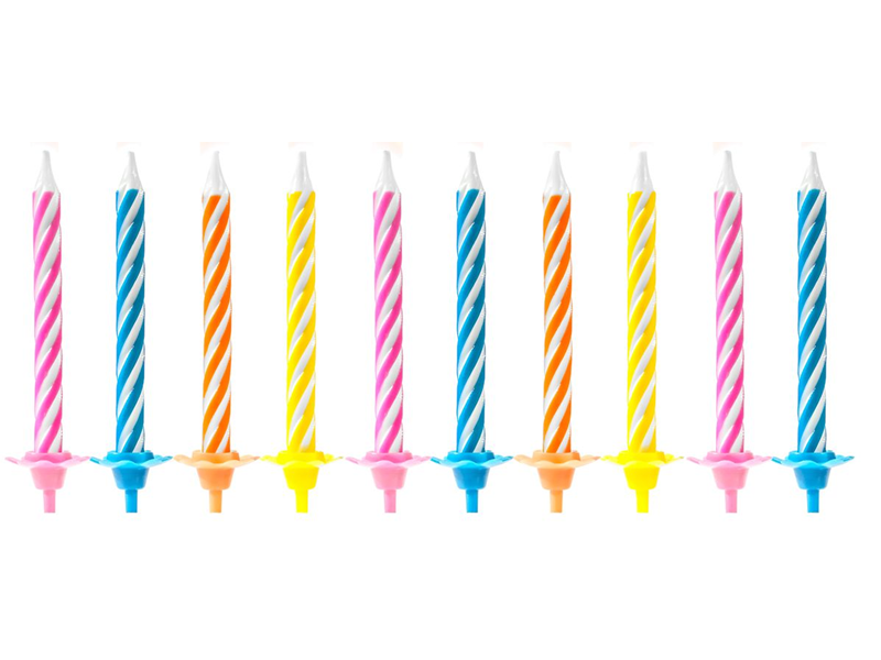 PartyDeco verjaardag kaarsen Gekleurd pk/10