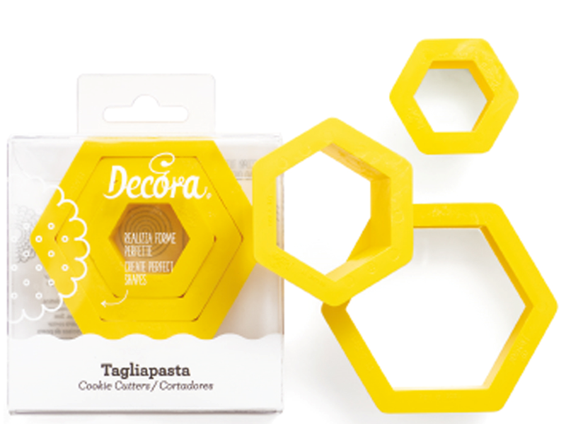 Decora Koekjes uitstekers Hexagon (6 hoeken) 1.5-2.5-3.5 set/3