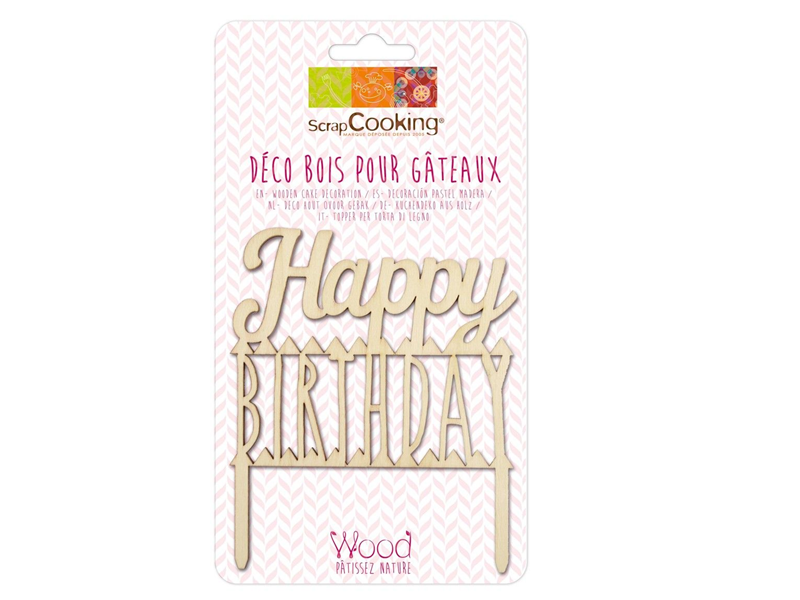 SC Taart Topper Hout - Happy Birthday**