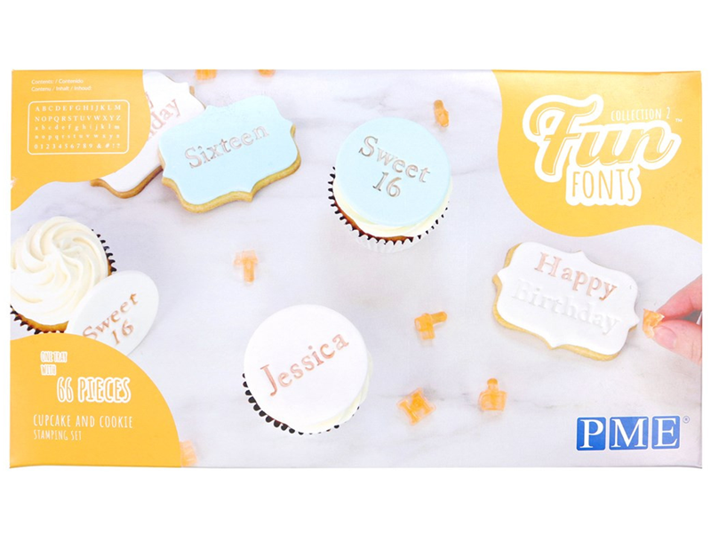 PME Tekst Stempelset Cupcake/Cookie Fun Fonts - Collectie 2