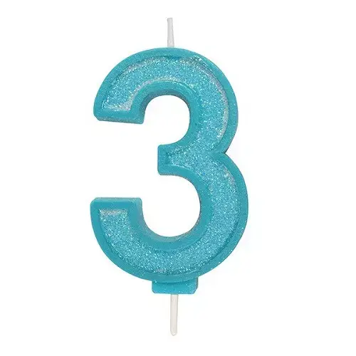 Taartkaars Cijfer 3 Blauw Culpitt