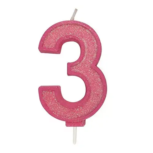 Taartkaars Cijfer 3 Roze Culpitt